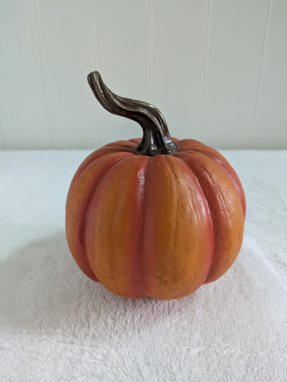 NWT Resin Orange Decorative Pumpkin Accent with Brown Stem